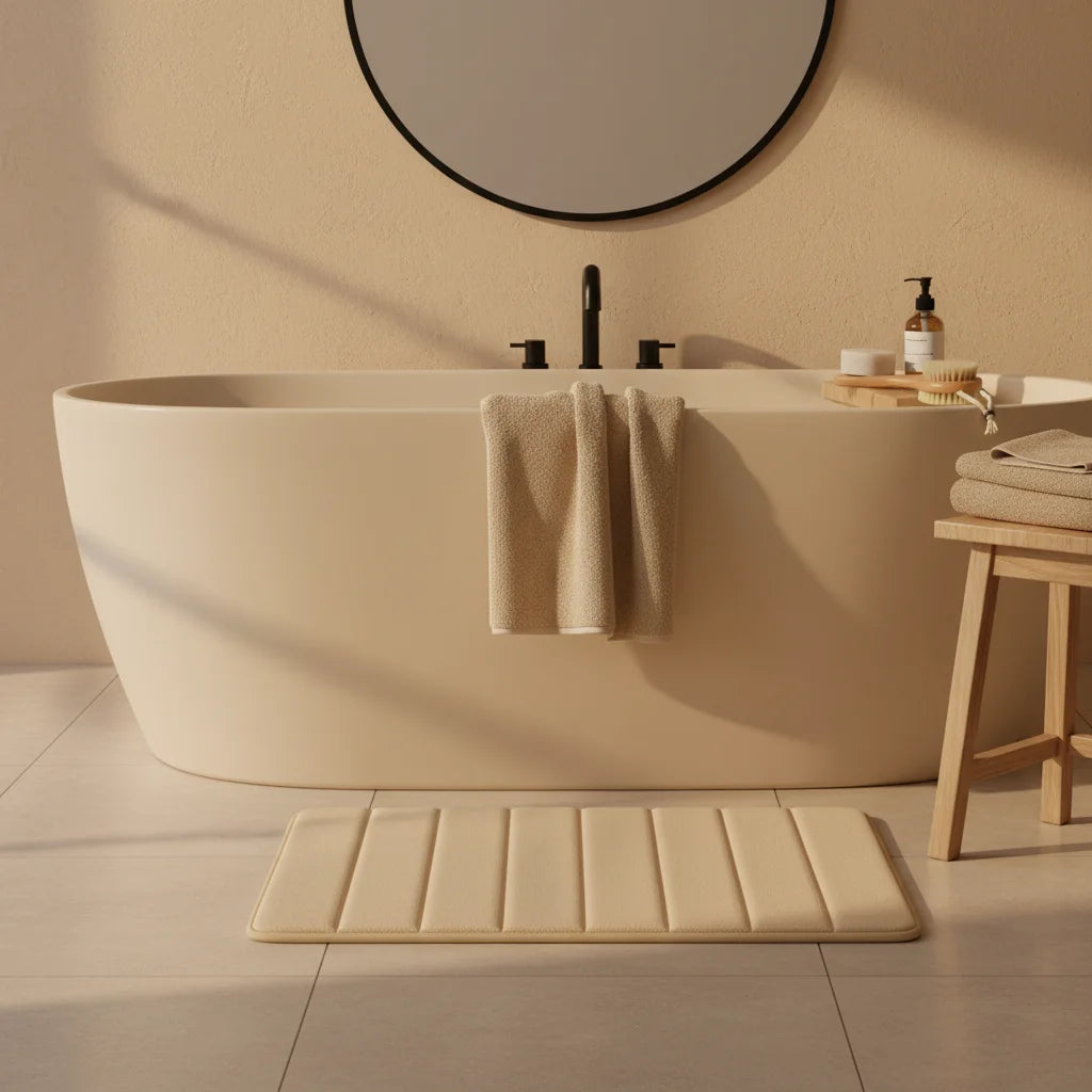 Tapis De Bain Épais Beige 60x150cm