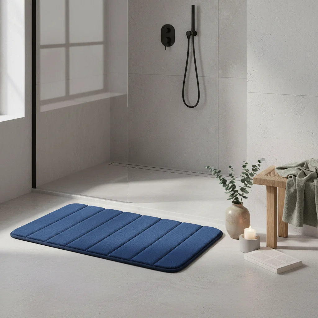Tapis De Bain Épais Bleu 60x90cm