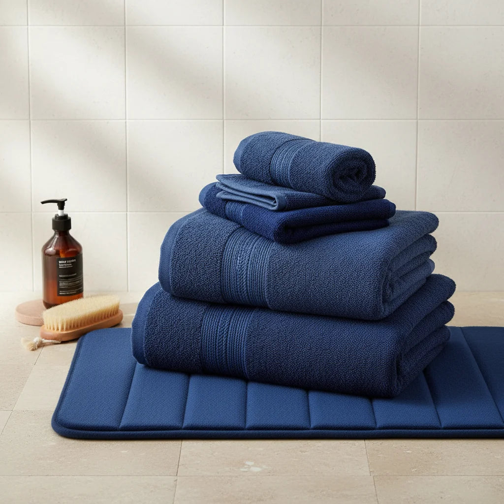 Tapis De Bain Épais Bleu 60x90cm