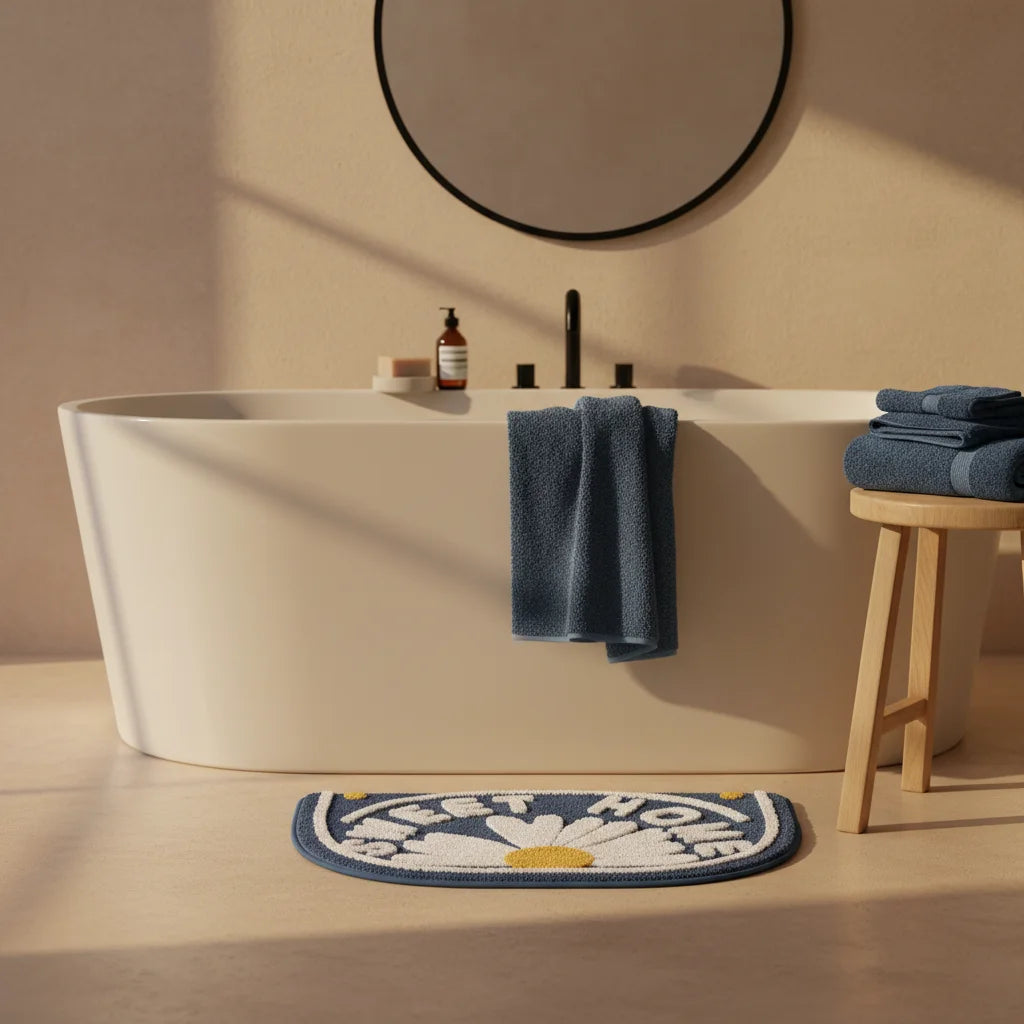 Tapis de Bain Épais Demi Lune