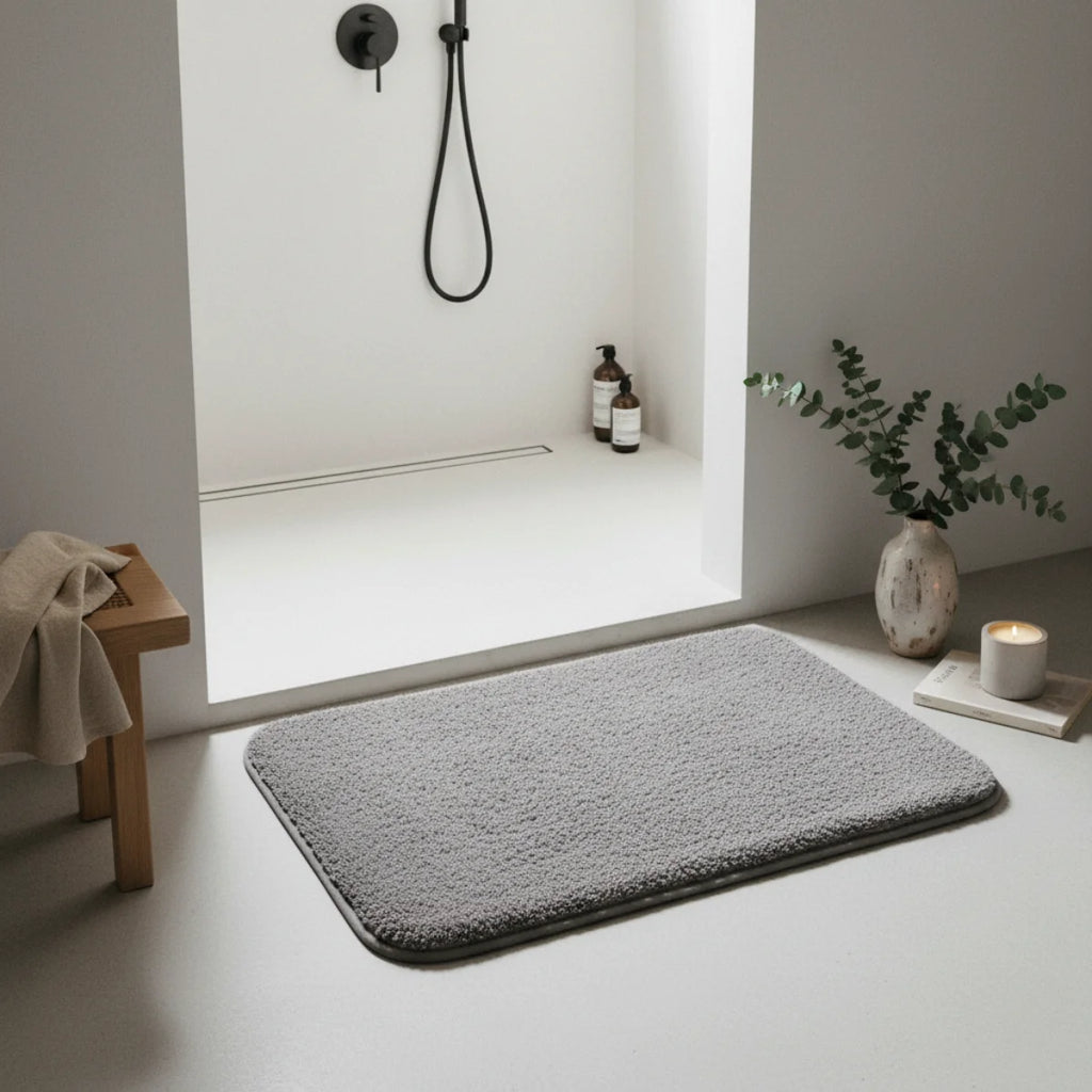 Tapis De Bain Épais Et Moelleux Gris Perle