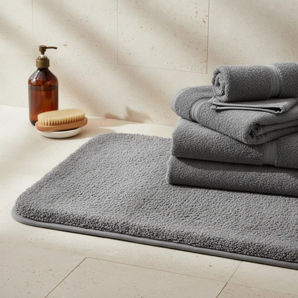 Tapis De Bain Épais Et Moelleux Gris Perle