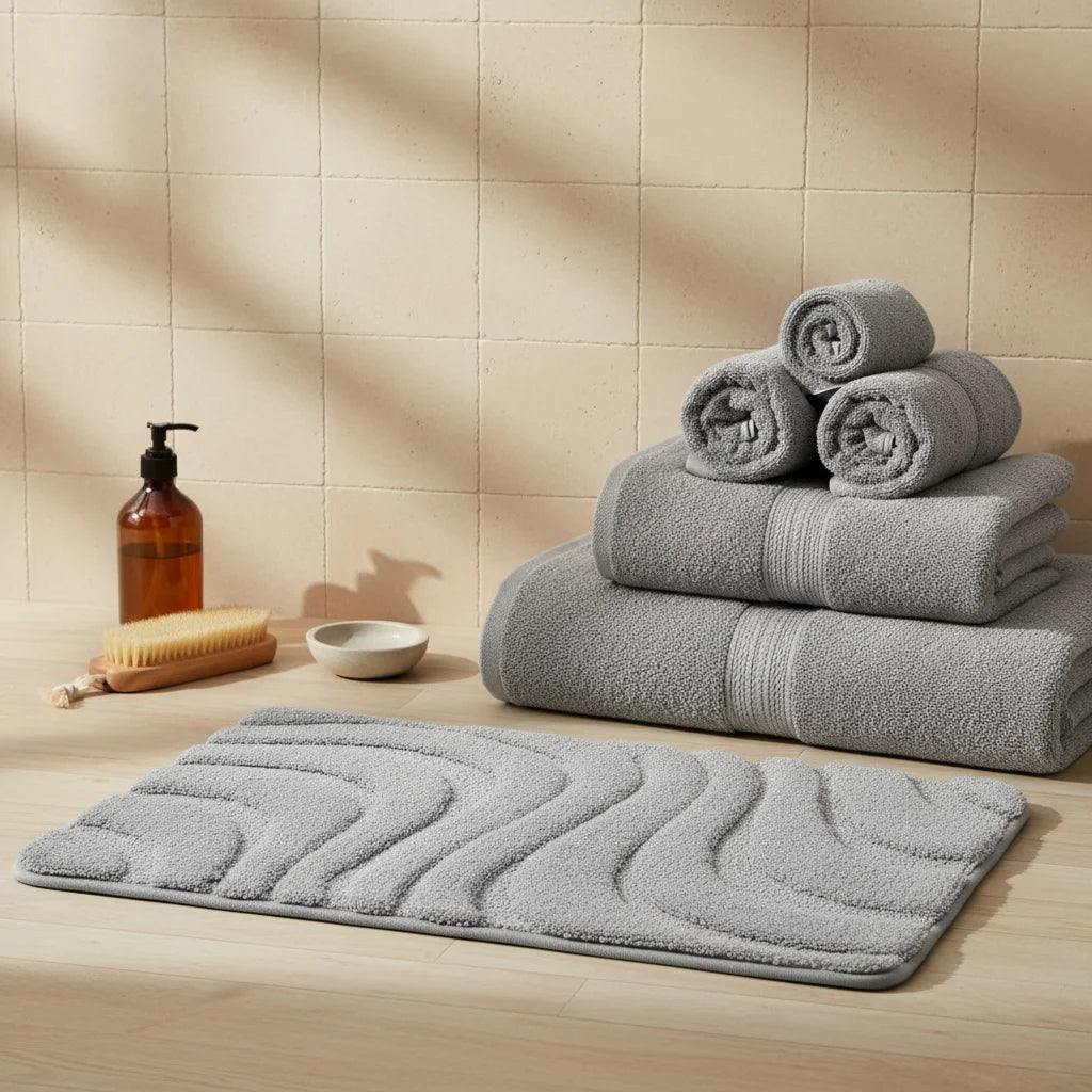 Tapis de Bain Épais Gris