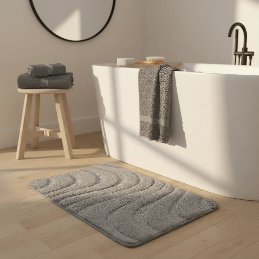 Tapis de Bain Épais Gris