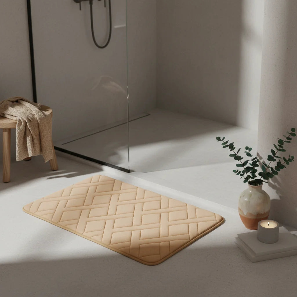 Tapis De Bain Épais Luxe Beige Sable