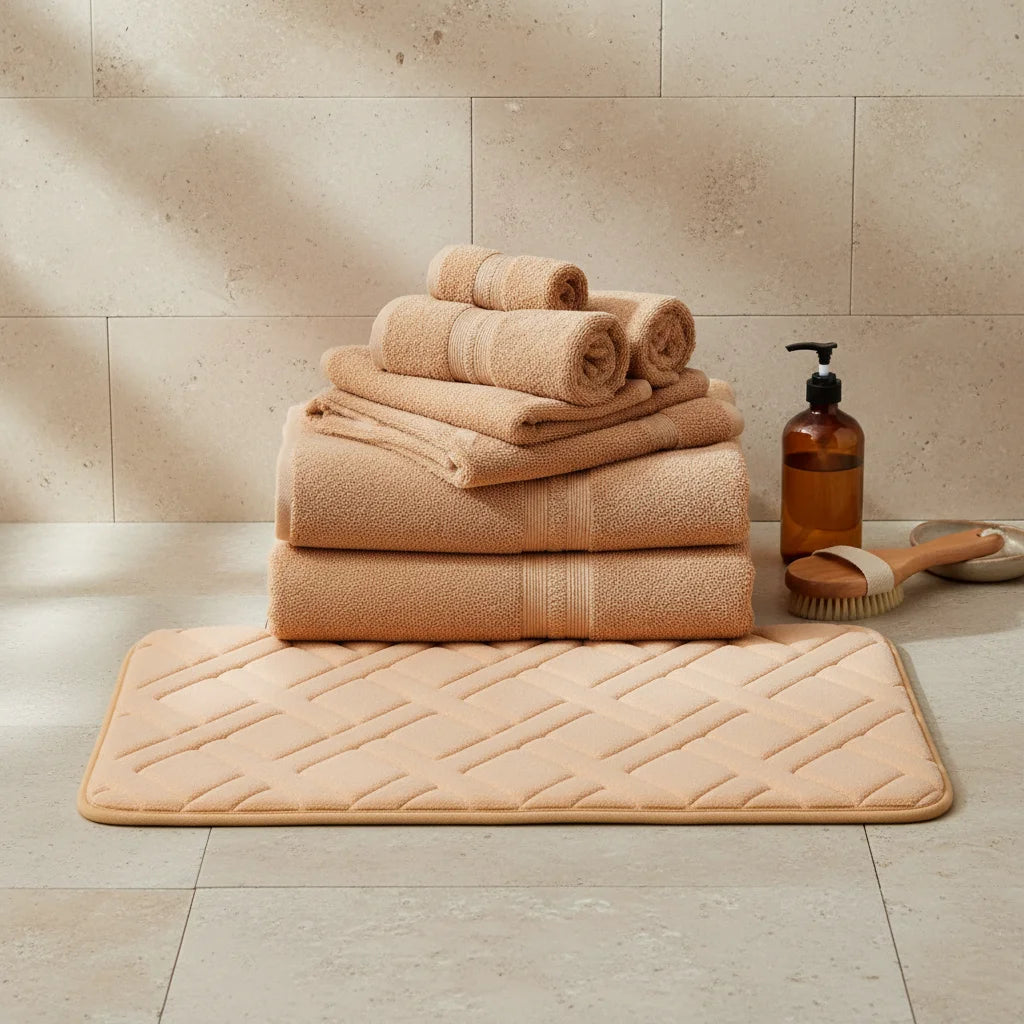 Tapis De Bain Épais Luxe Beige Sable