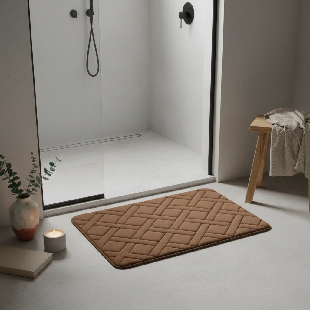 Tapis De Bain Épais Luxe Marron Chocolat
