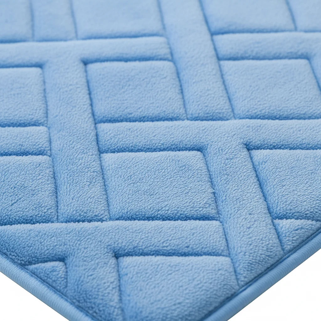 Tapis De Bain Épais Luxe Bleu Glacier