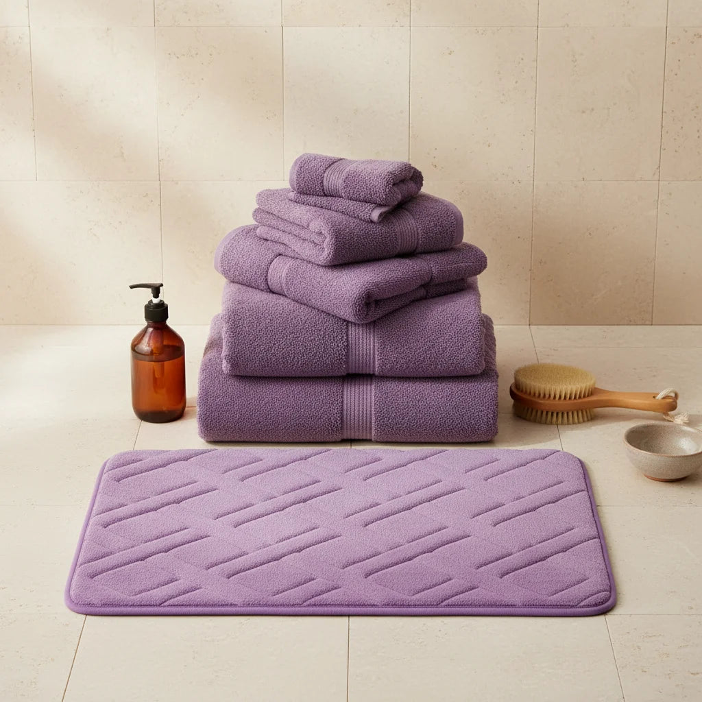 Tapis De Bain Épais Luxe Lavande Pastel