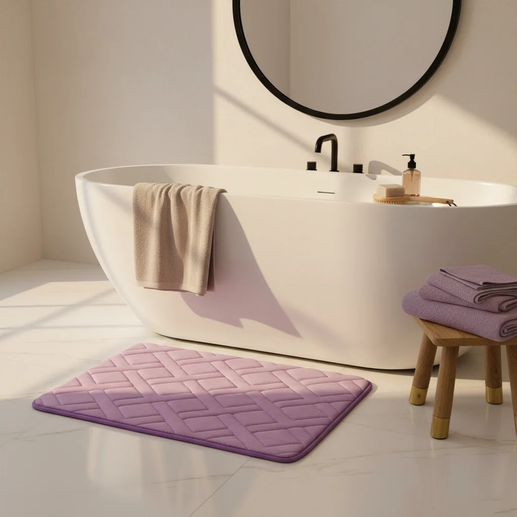 Tapis De Bain Épais Luxe Lavande Pastel