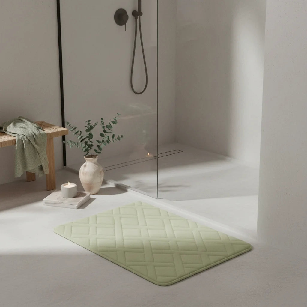 Tapis De Bain Épais Luxe Vert Tilleul