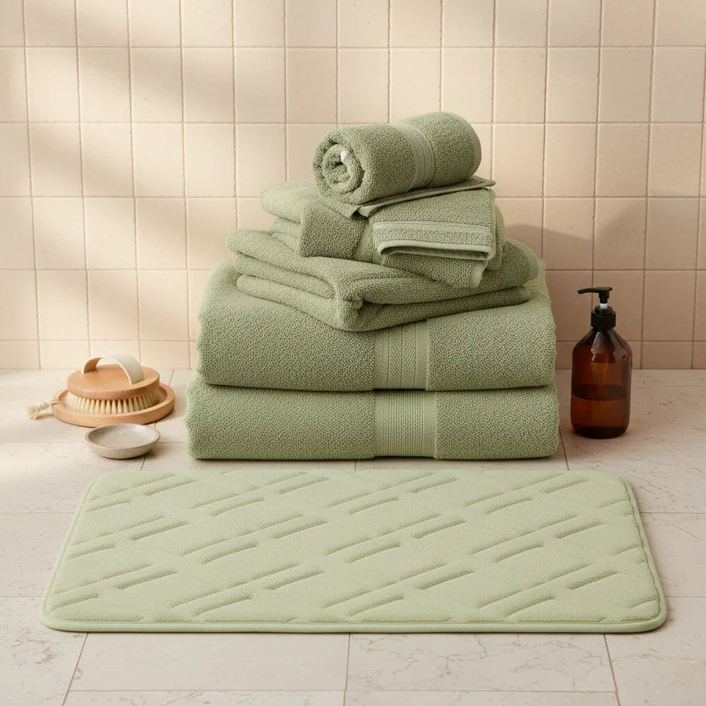 Tapis De Bain Épais Luxe Vert Tilleul