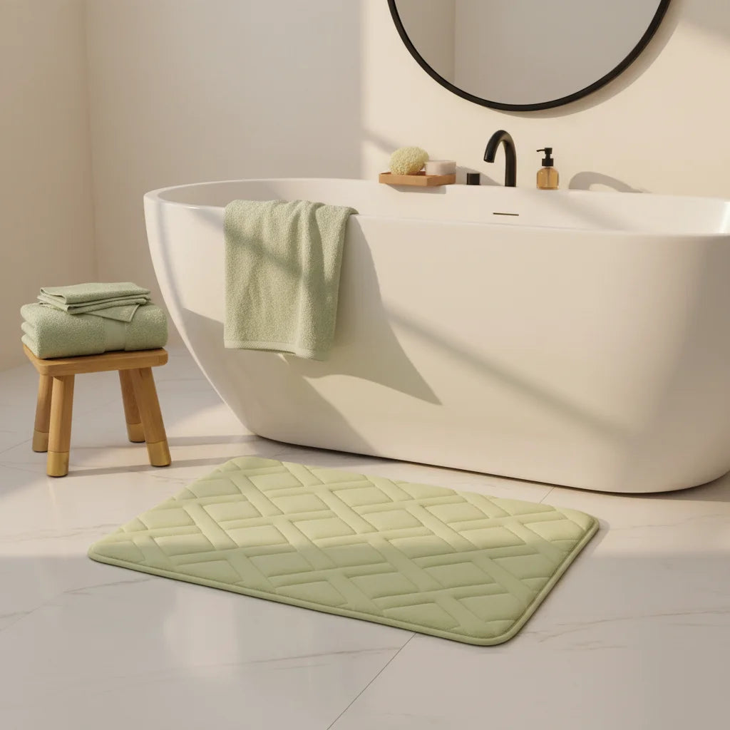 Tapis De Bain Épais Luxe Vert Tilleul