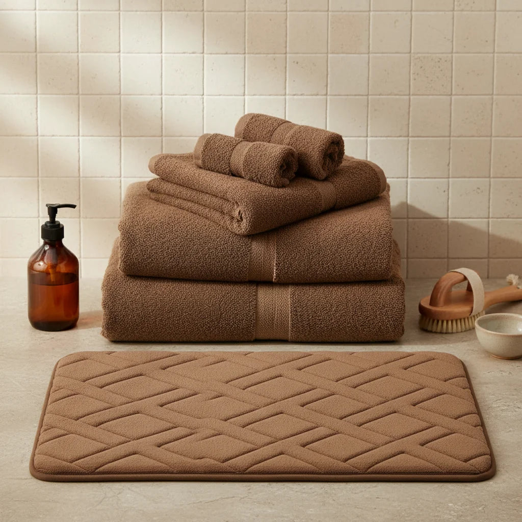 Tapis De Bain Épais Luxe Marron Chocolat