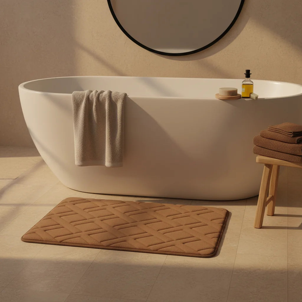 Tapis De Bain Épais Luxe Marron Chocolat