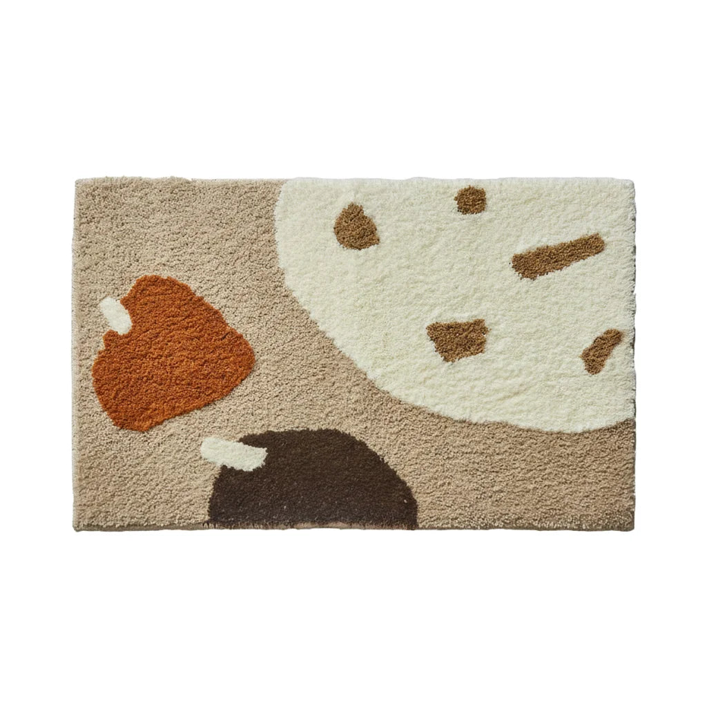 Tapis de Bain Épais Marron et Beige Abstrait Sable