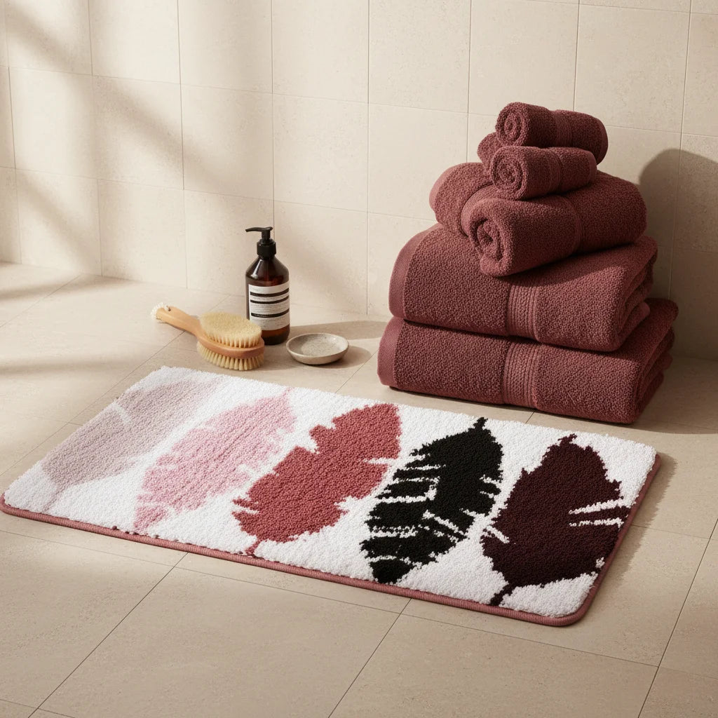 Tapis de Bain Épais Motif Plume