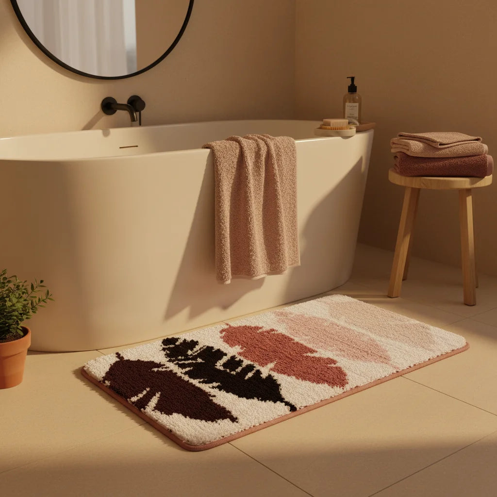 Tapis de Bain Épais Motif Plume