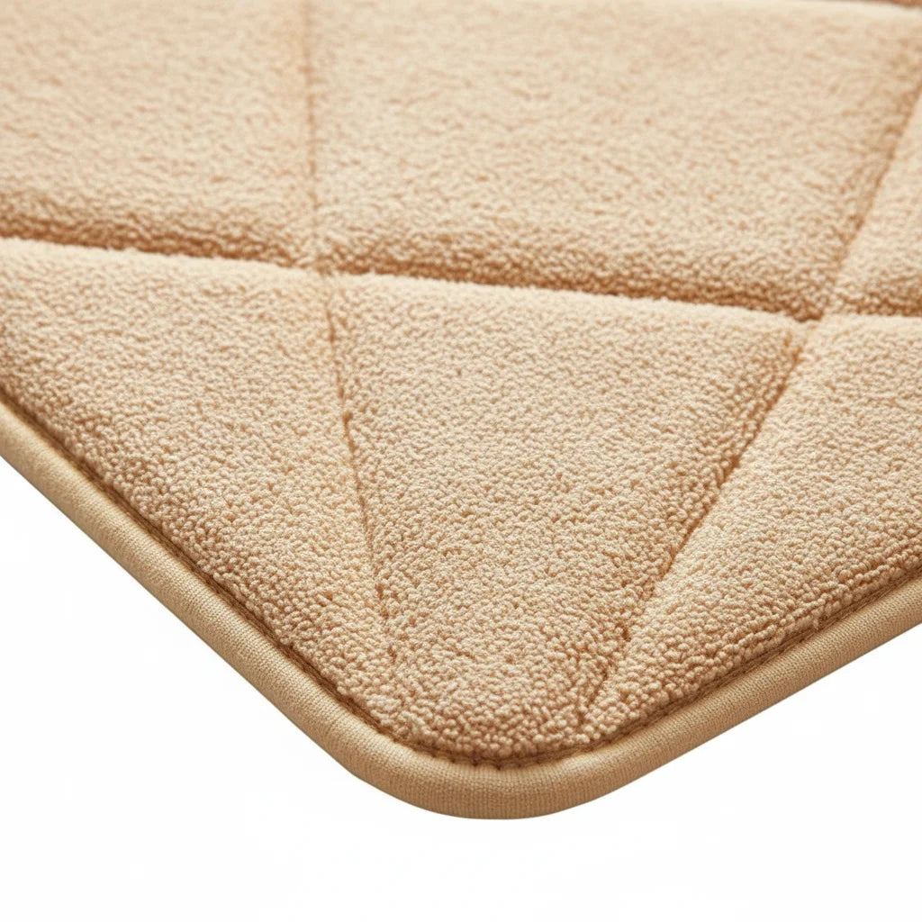 Tapis De Bain Éponge Antidérapant Beige Naturel