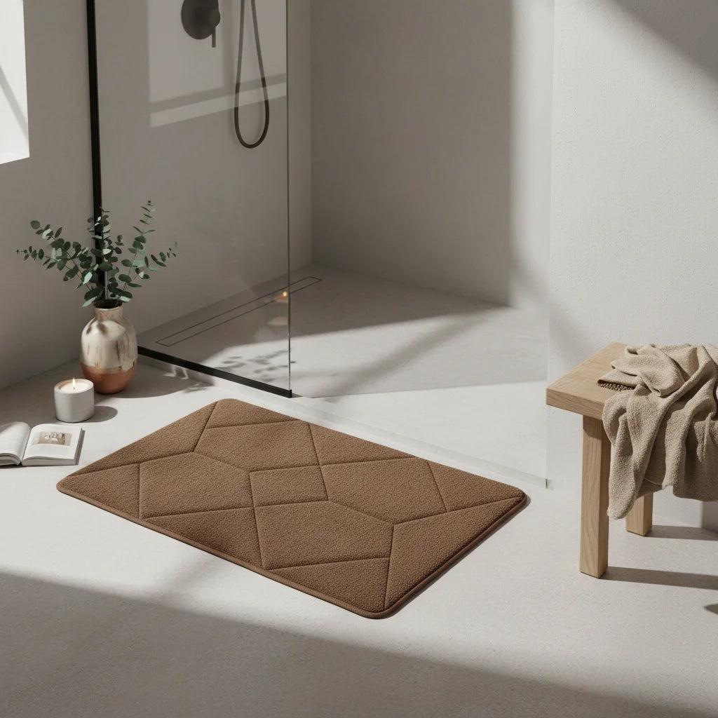 Tapis De Bain Éponge Antidérapant Marron Chocolat