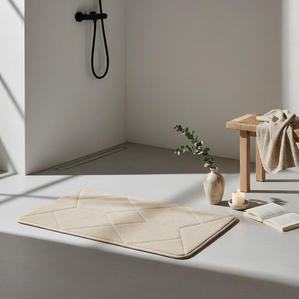 Tapis De Bain Éponge Antidérapant Lin Doré