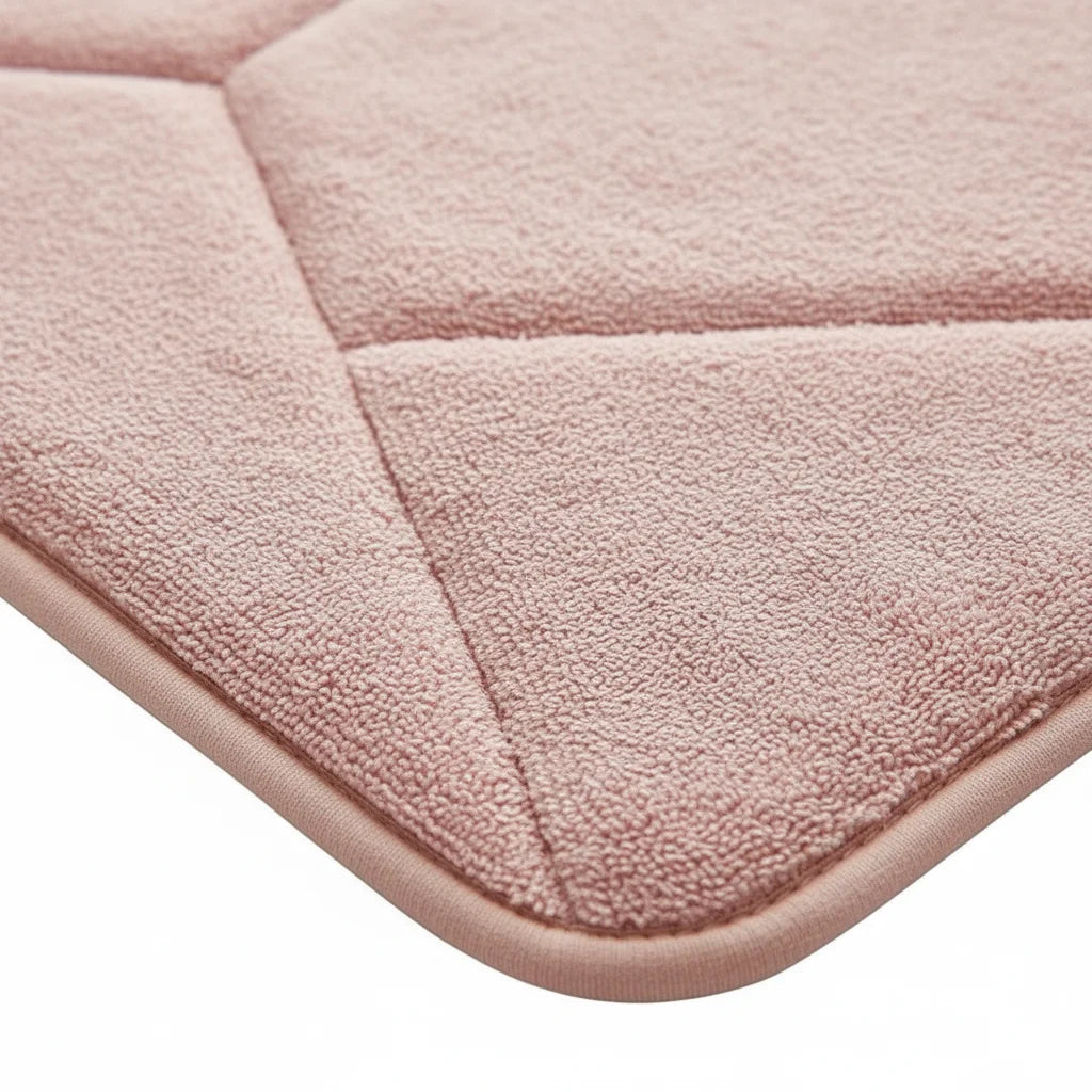 Tapis De Bain Éponge Antidérapant Rose Poudré