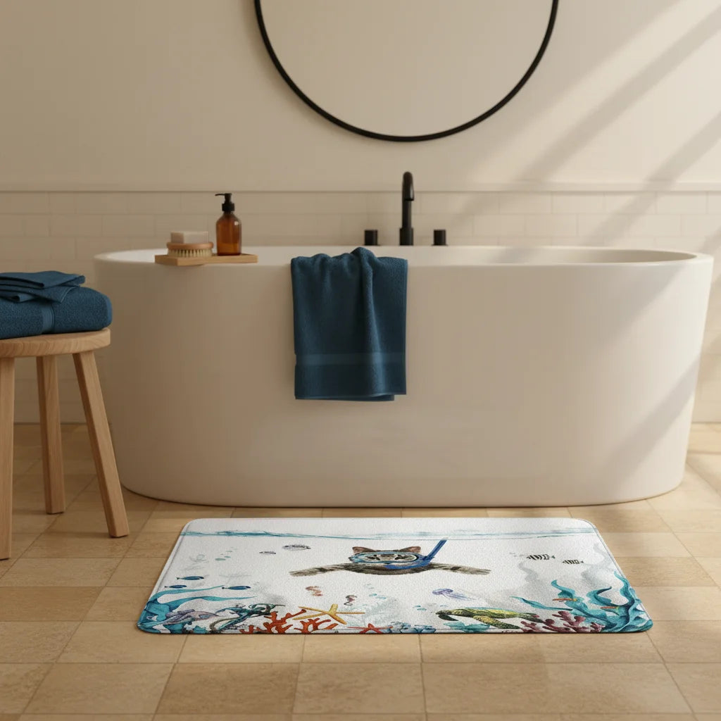Tapis de Bain Fantaisie Chat Plongeur