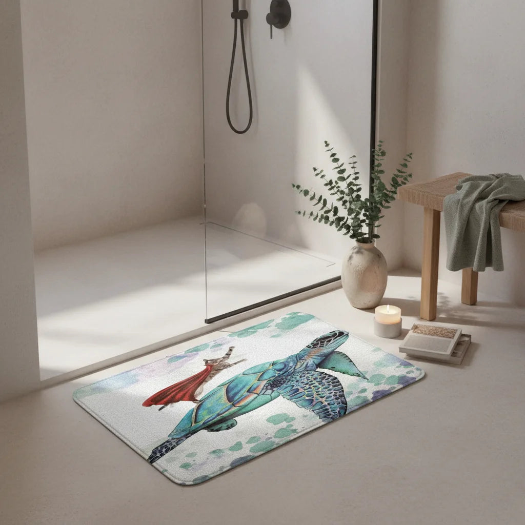 Tapis de Bain Fantaisie Tortues Volantes