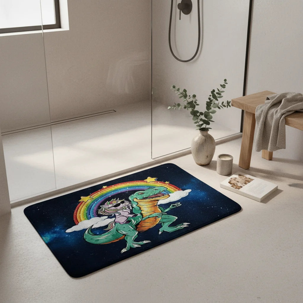 Tapis de Bain Fantaisie Dino Arc-en-ciel