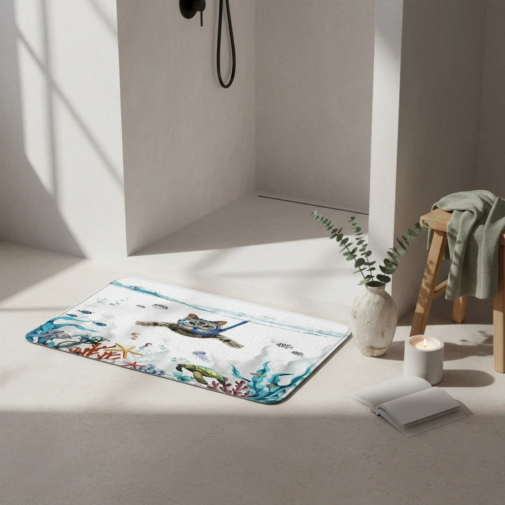 Tapis de Bain Fantaisie Chat Plongeur