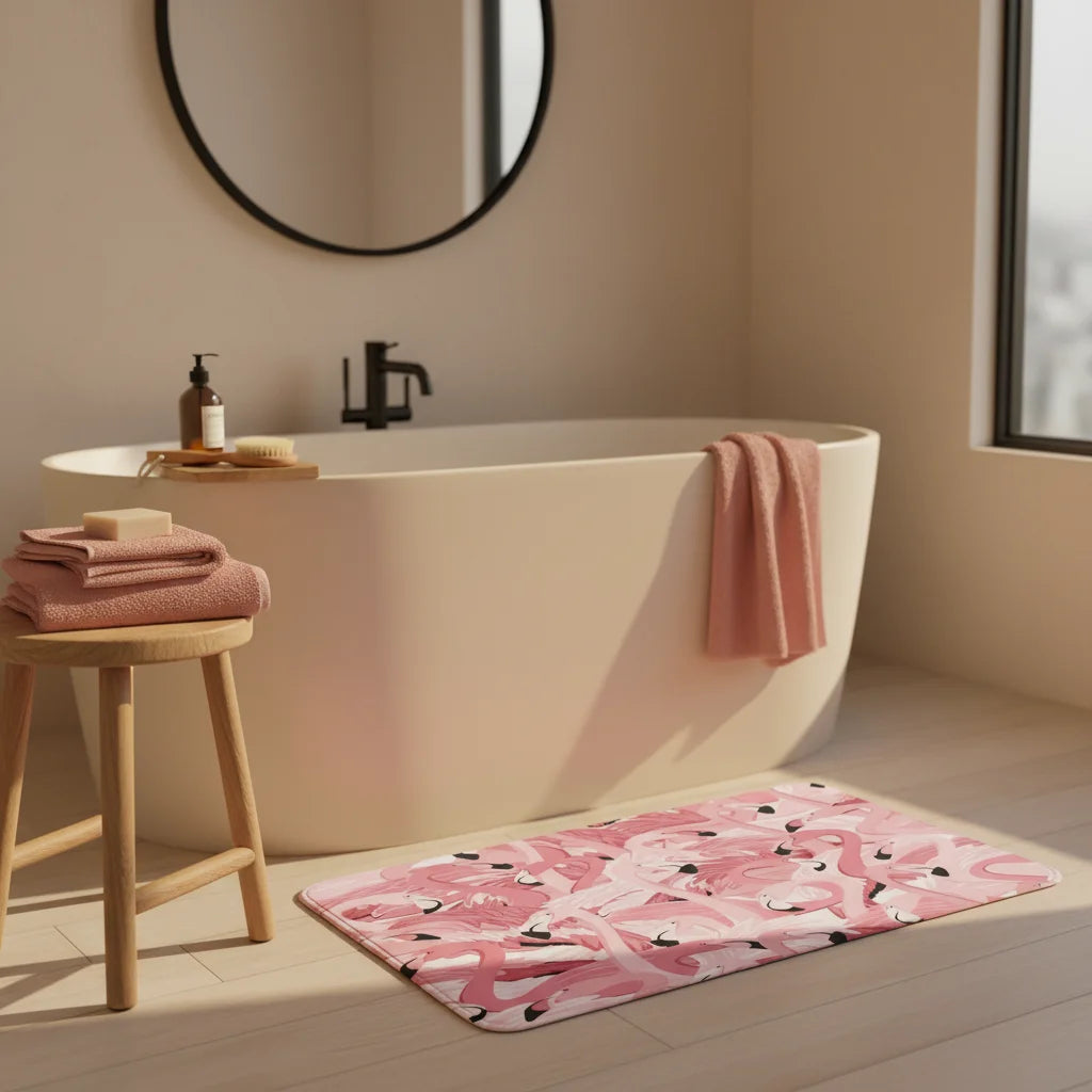 Tapis de Bain Flamant Rose