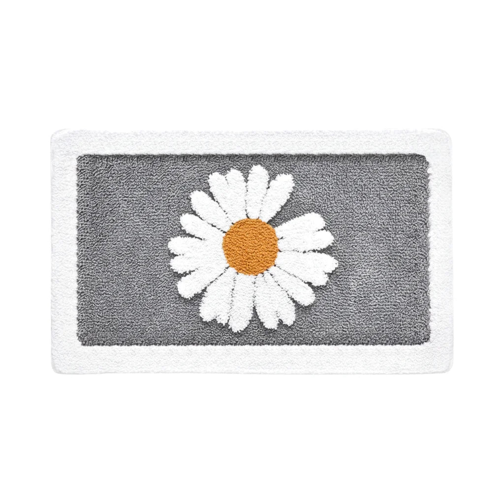 Tapis De Bain Fleur Marguerite Grise