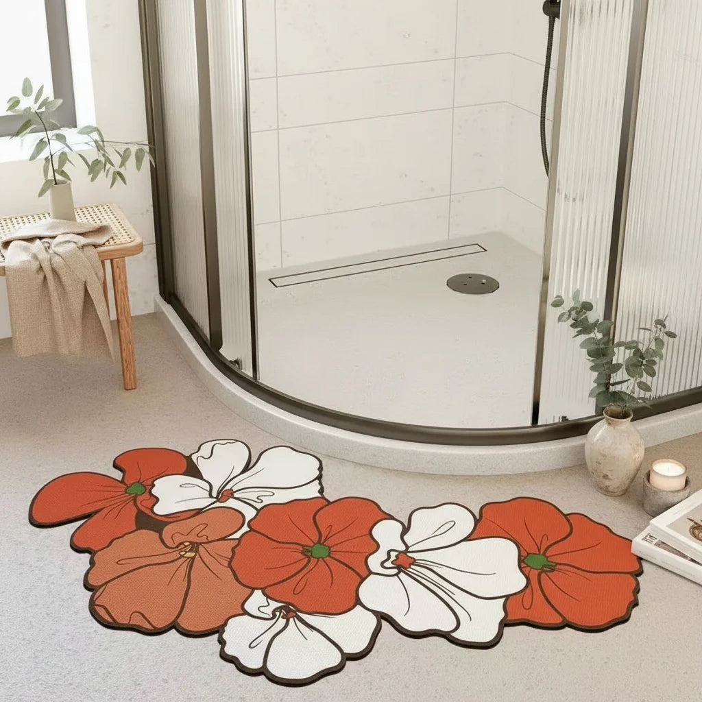 Tapis De Bain Forme Fleur Fleurs Camellias