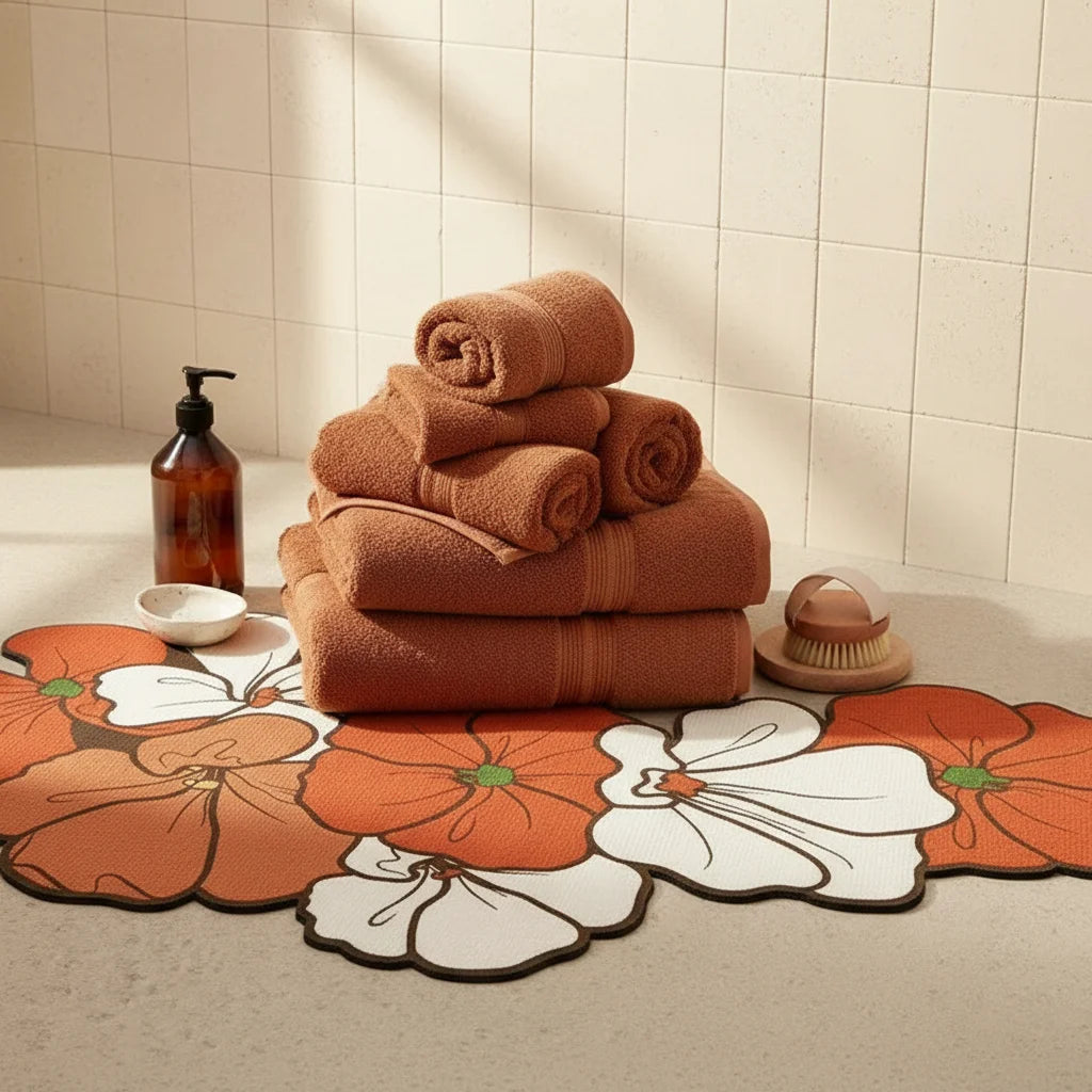 Tapis De Bain Forme Fleur Fleurs Camellias