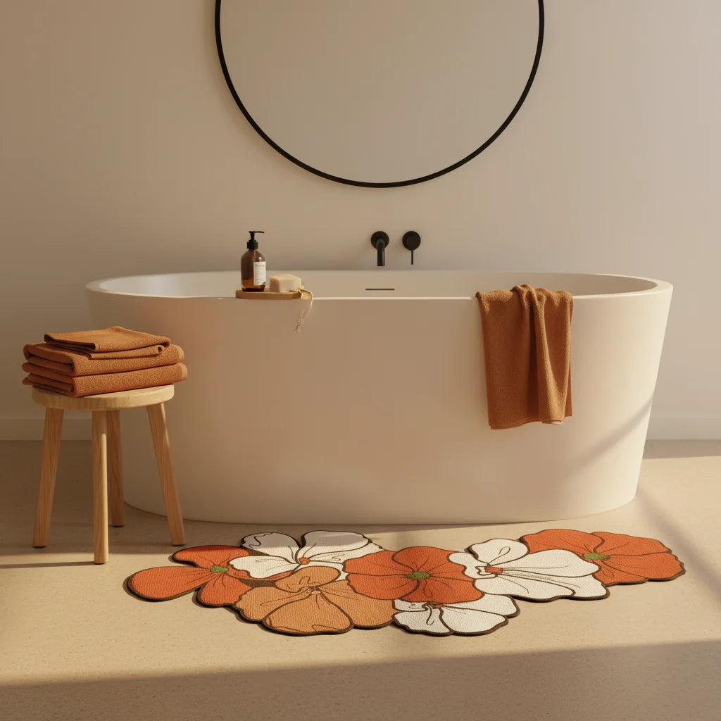 Tapis De Bain Forme Fleur Fleurs Camellias