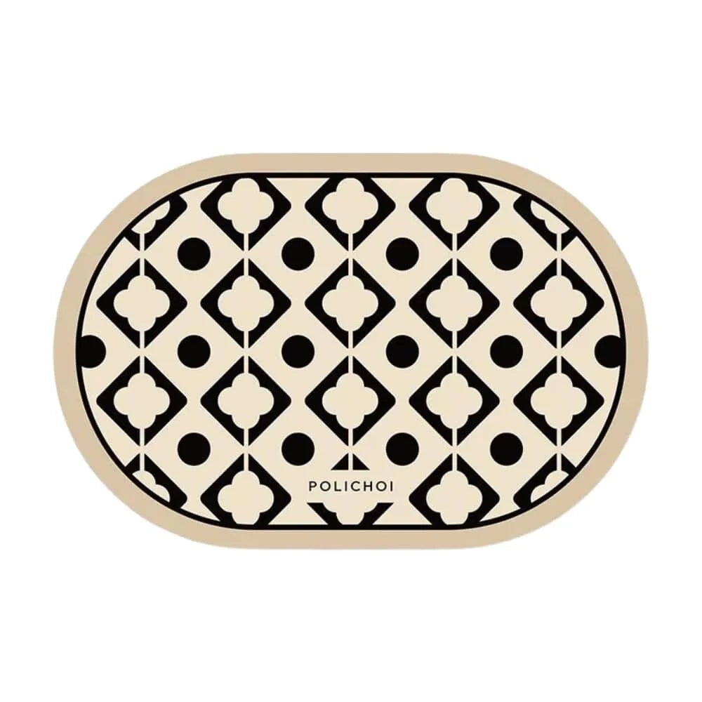 Tapis de Bain Forme Ovale Géométrique Naturel