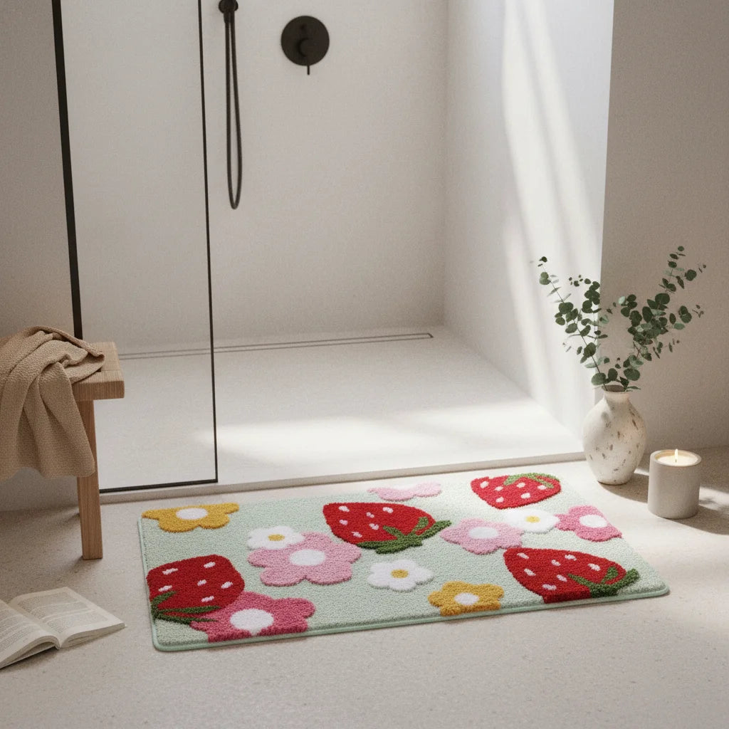 Tapis de Bain Fraise Fraises Menthe