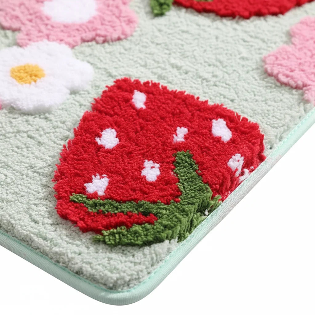 Tapis de Bain Fraise Fraises Menthe