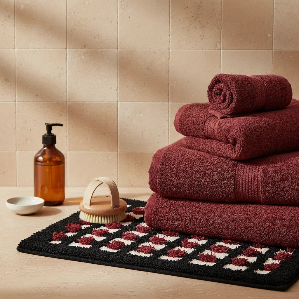 Tapis de Bain Géométrique Damier Moderne