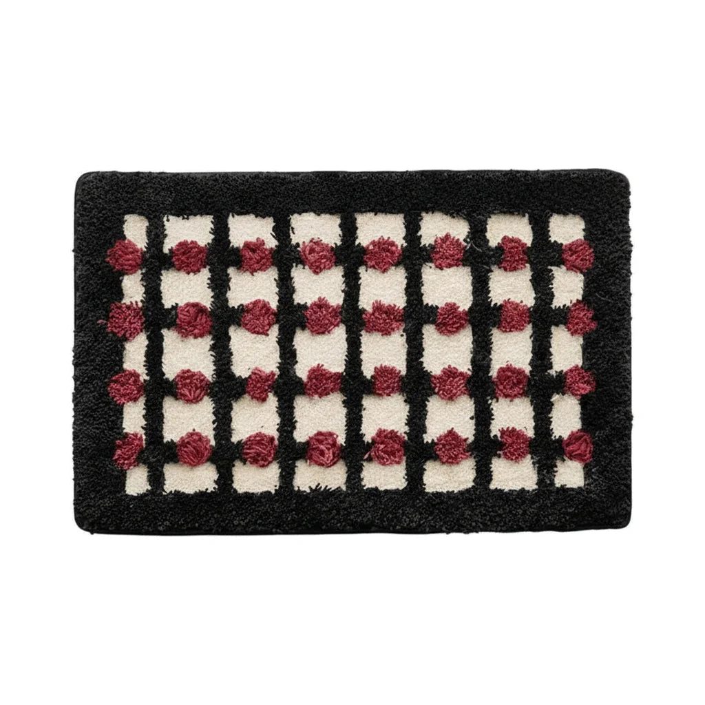 Tapis de Bain Géométrique Damier Moderne
