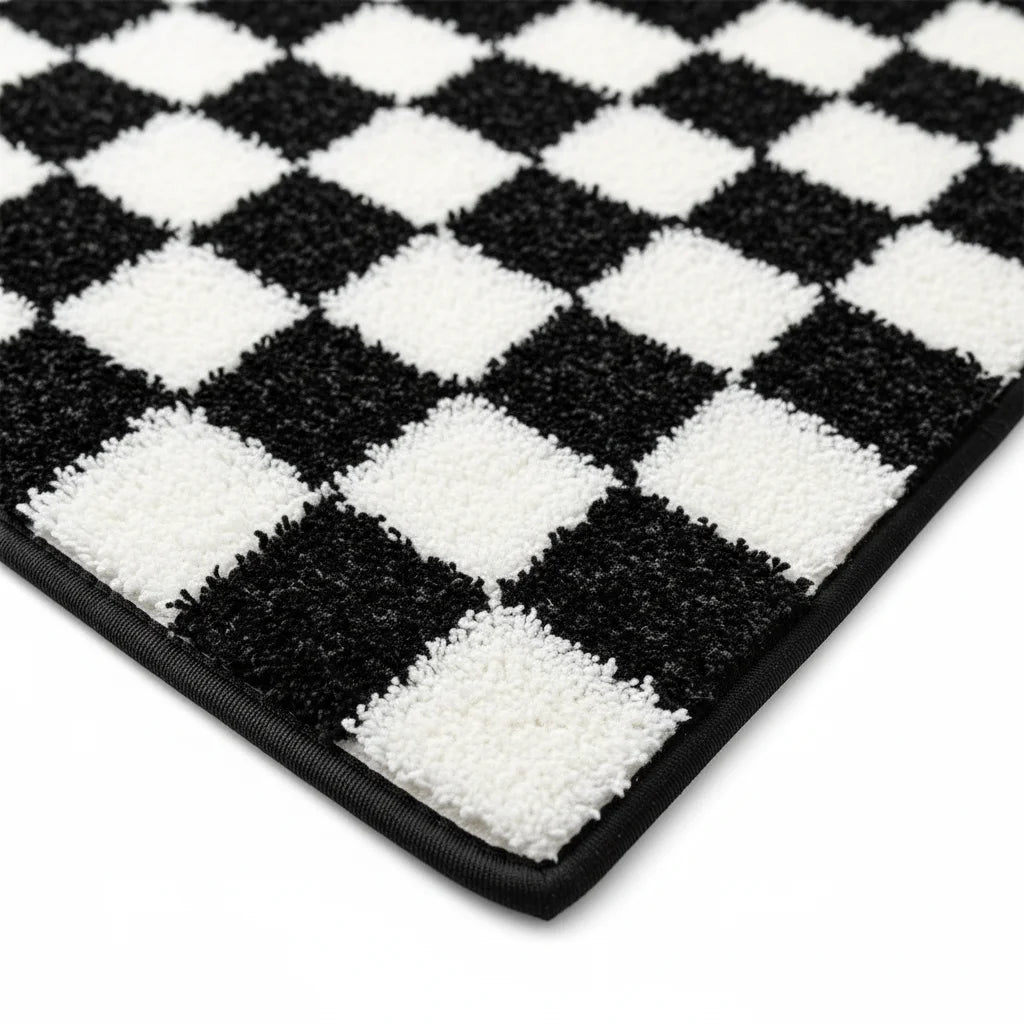 Tapis de Bain Géométrique Noir et Blanc