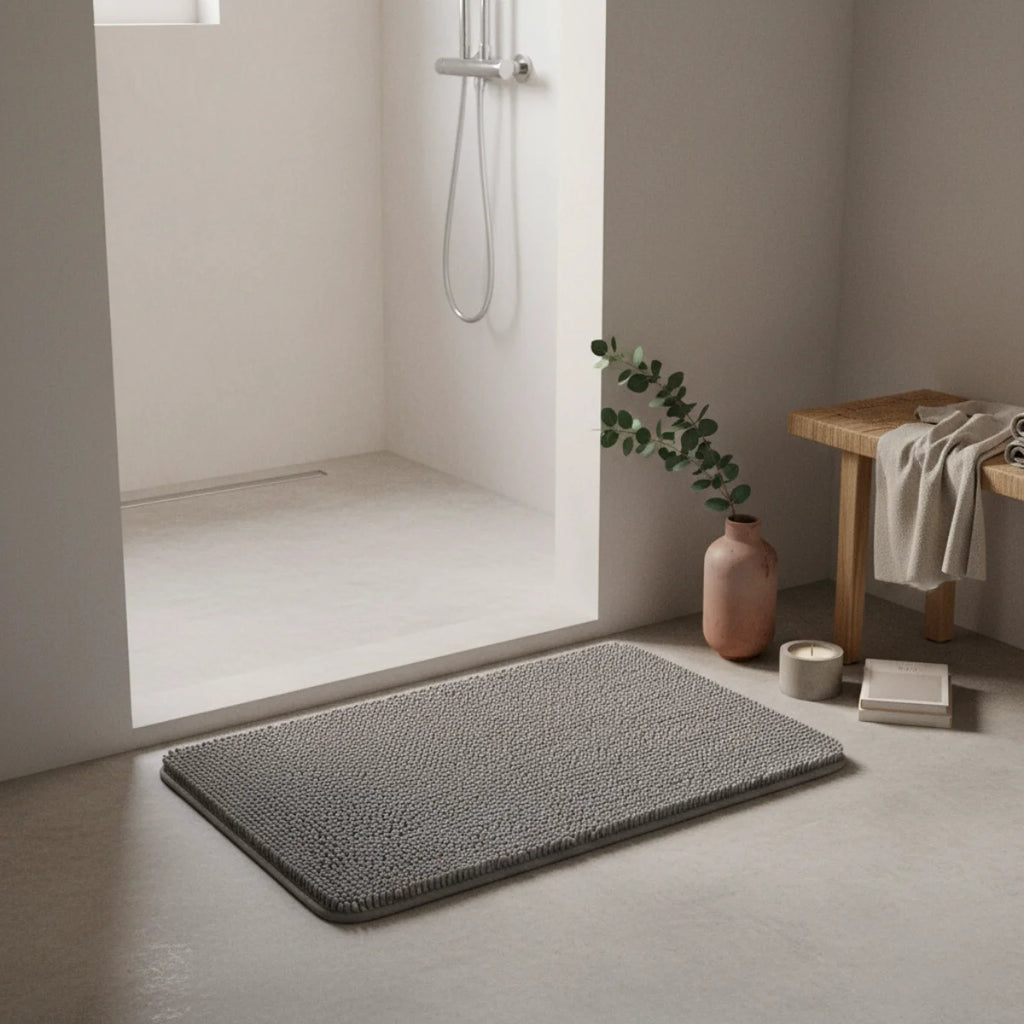 Tapis de Bain Gris Chenille Confort+