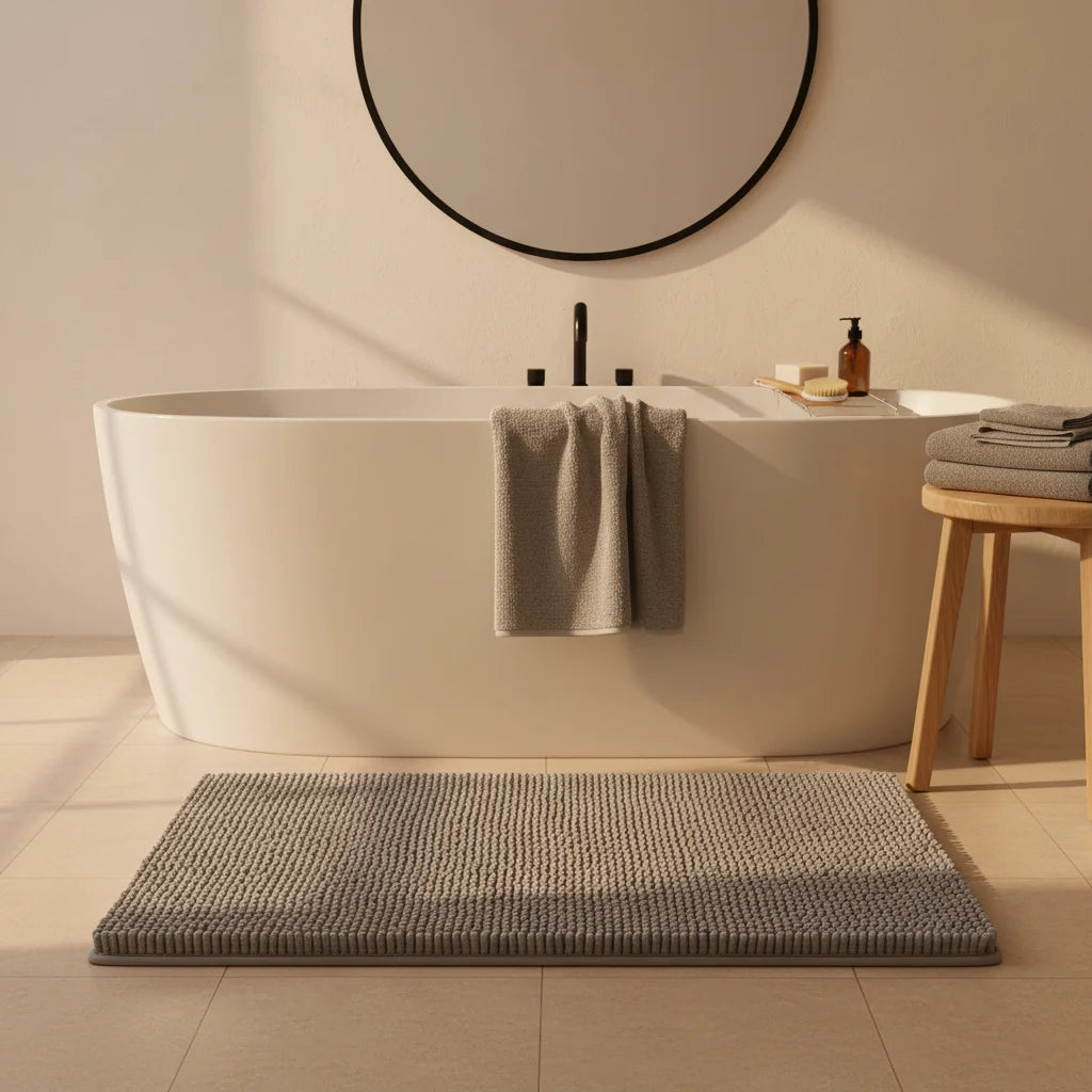 Tapis de Bain Gris Chenille Confort+