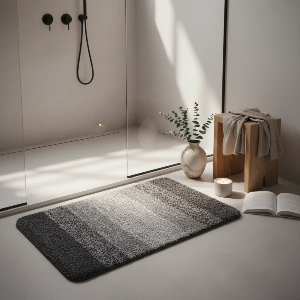 Tapis de Bain Gris et Blanc