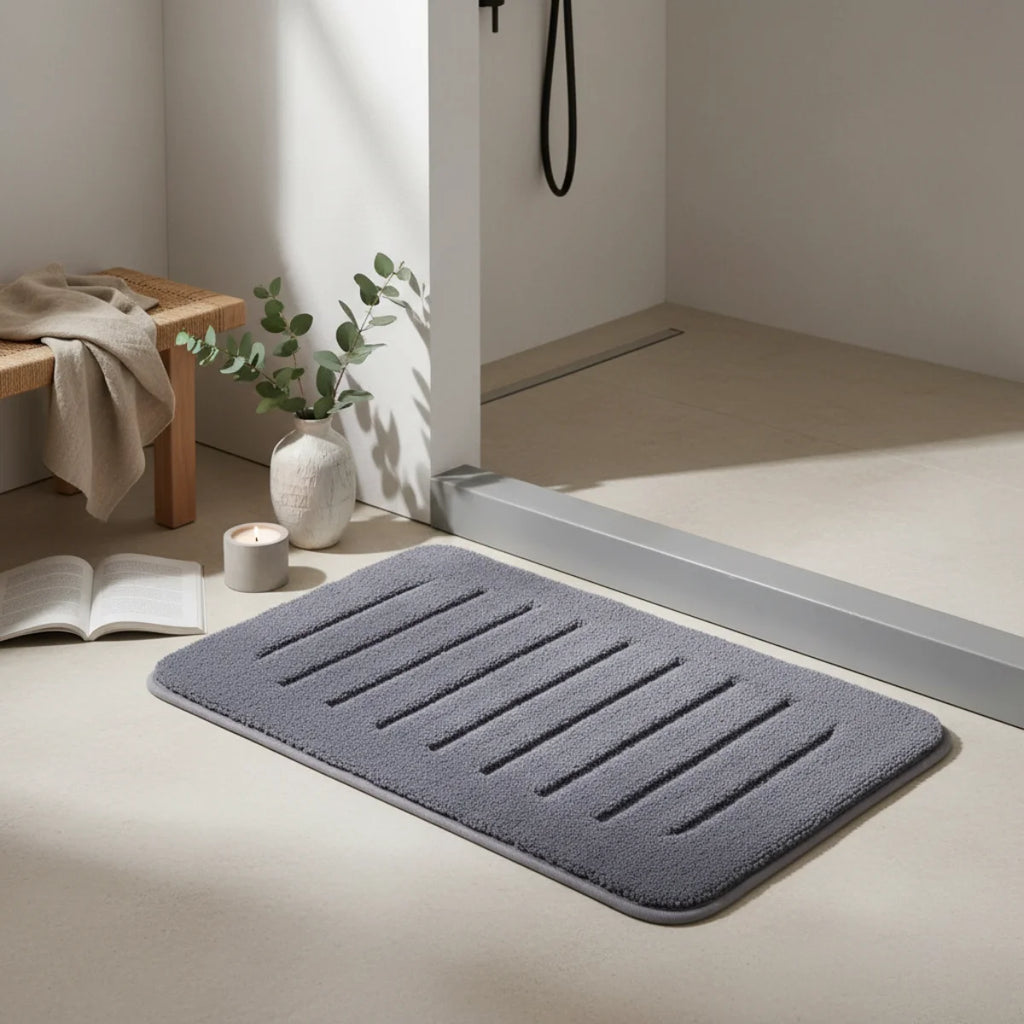 Tapis de Bain Gris Microfibre Gris Anthracite