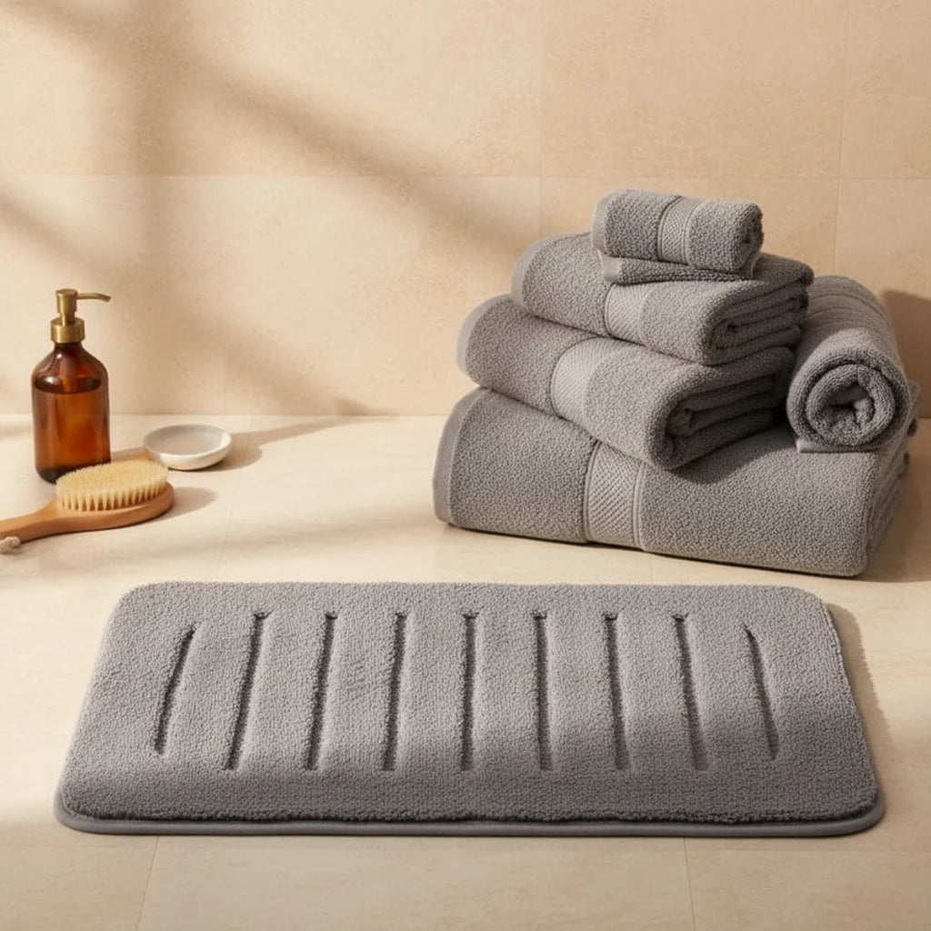Tapis de Bain Gris Microfibre Gris Anthracite