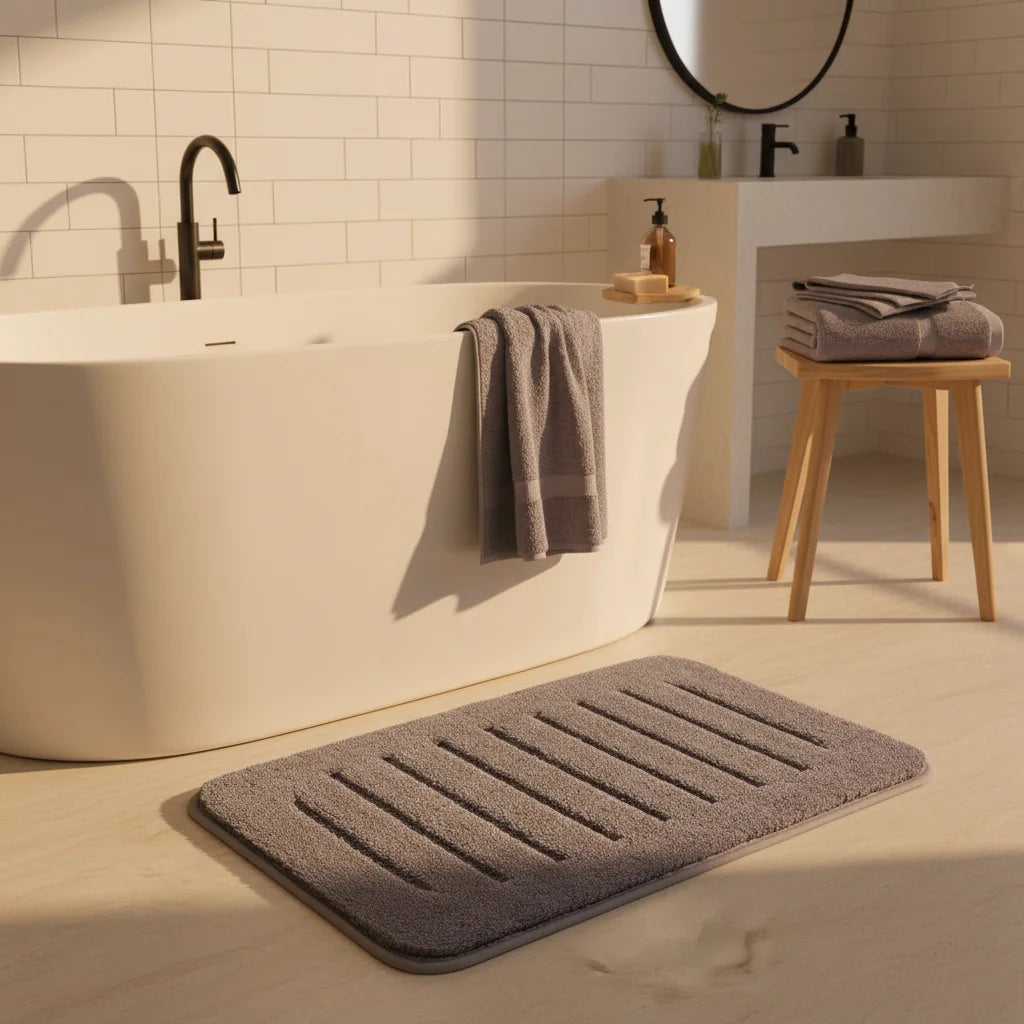 Tapis de Bain Gris Microfibre Gris Anthracite