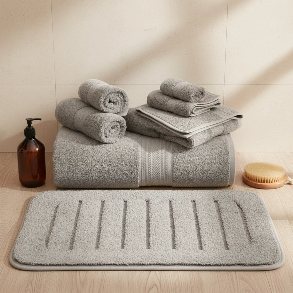 Tapis de Bain Gris Microfibre Gris Pierre
