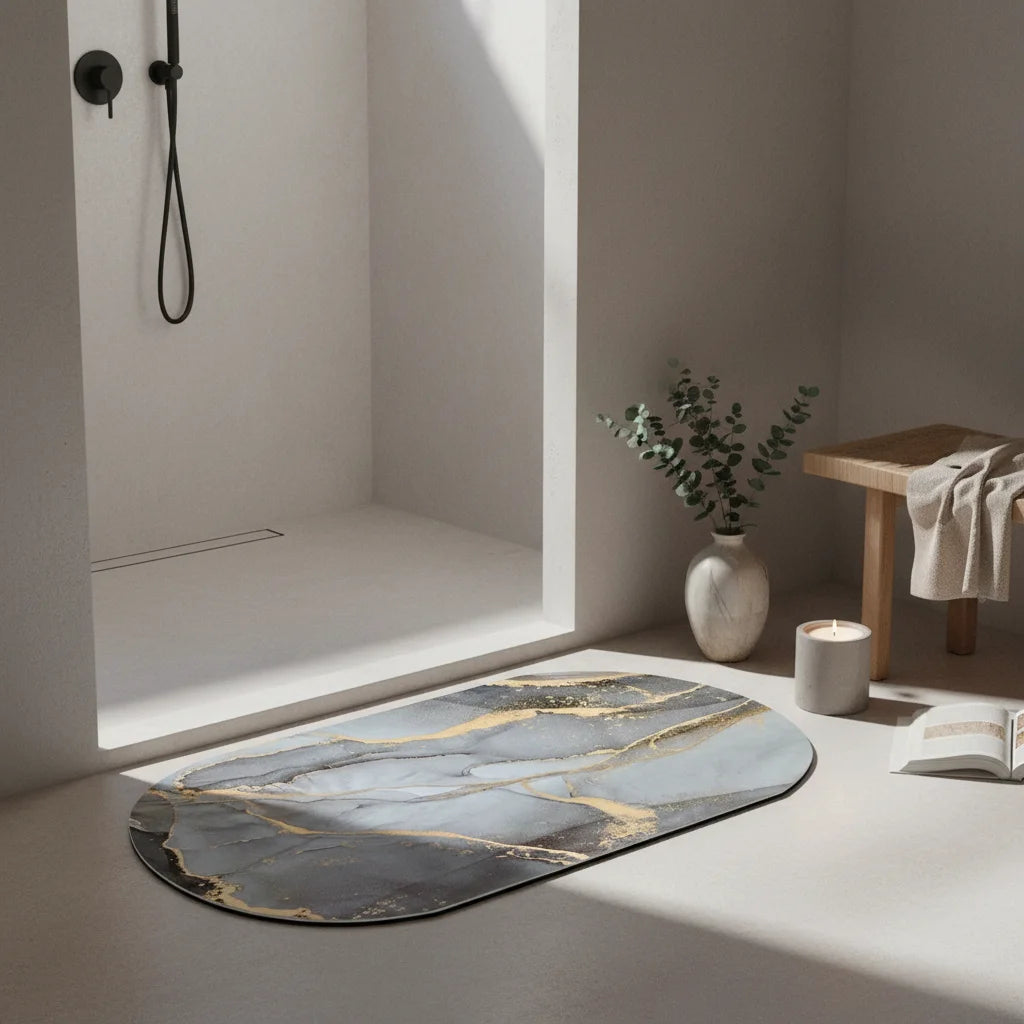 Tapis de Bain Marbre Onyx Gris