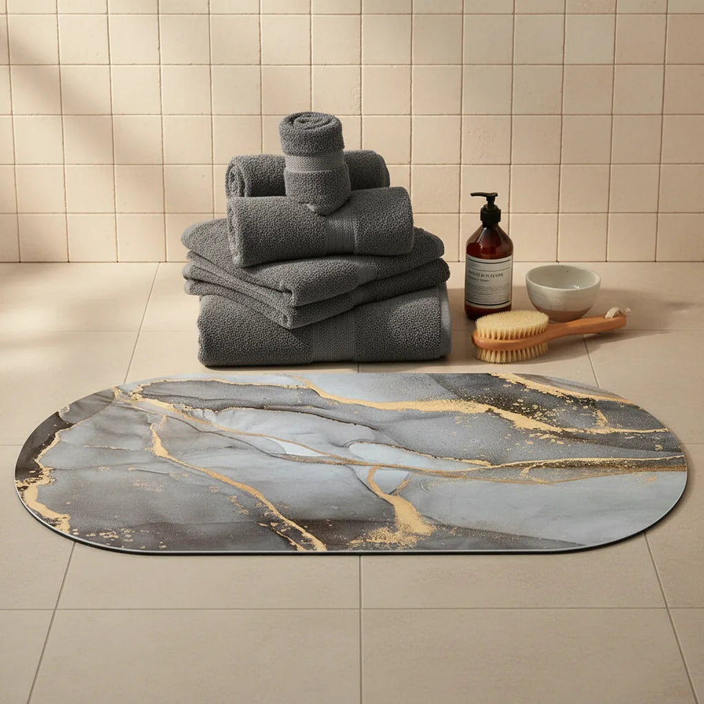 Tapis de Bain Marbre Onyx Gris